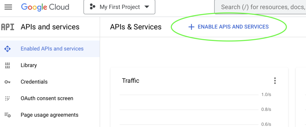 Enable APIs and Services option